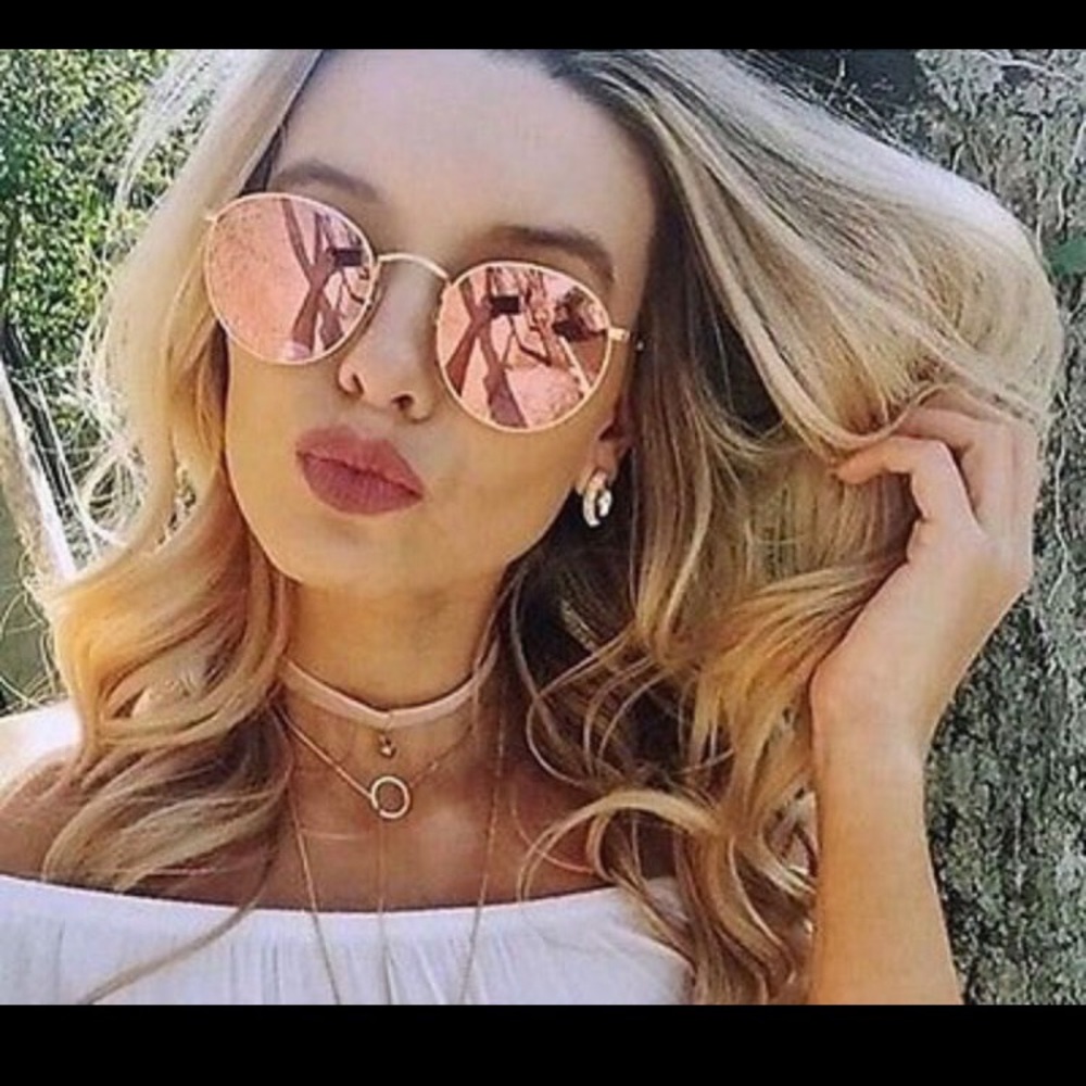Ray-Ban round metal pink/copper flash lens gold